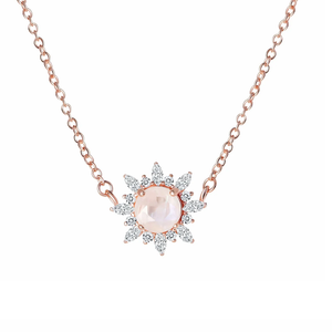 Ashion-collares de plata de ley con diamantes para mujer, colgante de sol con piedra lunar de arco iris <span class=keywords><strong>natural</strong></span> - Product Image 2