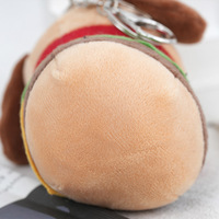 10cm Kawaii dessin animé Mini peluche Hamburger chiot chien en peluche porte-clés jouets doux mignon chien porte-clés peluche animaux jouets sac breloques