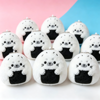 Pendentif en peluche personnalisé en forme de boule de riz de dessin animé, mignon et adorable, pour sac à dos, porte-clés, cadeau pour la vente en gros