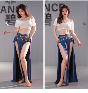 Jupe de haut à col en V horizontal sexy en gros, déguisement de costumes, ensemble d'entraînement de danse pour la pratique de la danse orientale - Product Image 5