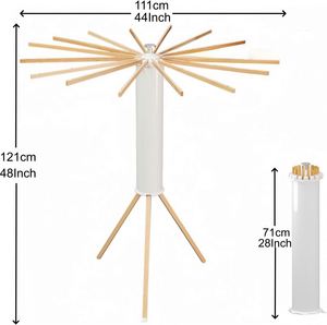 Octopus Folding Bamboo Wooden Floor Standing Tripod Clothes Drying <b>Rack</b> Single Tier Space Saving Bathroom Clothing Organizer - Product Image 2