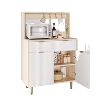 Kabinet Bar kopi Modern bergalur bufet, 2 laci dapat disetel, meja konsol kayu untuk ruang makan dapur ruang tamu