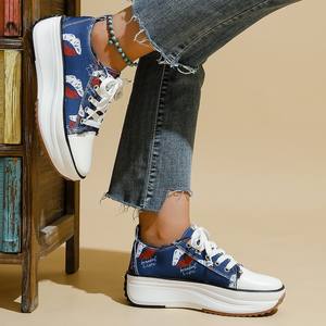 Autumn Low-top Lace-up Flower Casual <strong>Plimsolls</strong> for Student Women Sneaker Shoes - Product Image 2