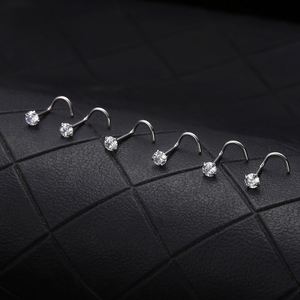 Piercings de <span class=keywords><strong>Nariz</strong></span> de Circonia Cúbica, Titanio Médico G23, Varilla Recta, Gancho en L, Anillos de <span class=keywords><strong>Nariz</strong></span> Antialérgicos, Joyería para Piercing Corporal - Product Image 6
