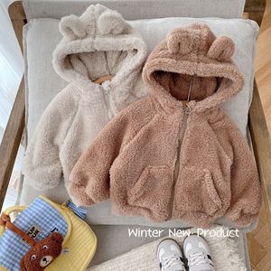 <span class=keywords><strong>Manteau</strong></span> bébé en fourrure pour enfants de 0 à 6 <span class=keywords><strong>ans</strong></span> hiver filles et garçons super mignon à capuche épaissi hauts de couleur unie - Product Image 2