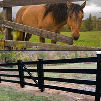 Clôture pour chevaux en PVC noir à 4 rails et clôture de paddock en plastique de 1,80 m de haut pour arène équestre de ferme