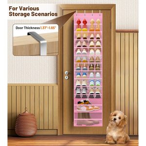 12 Tier Over The Door <b>Shoe</b> Organizer Pink Mesh Hanging Rack For Closet Storage <b>Shoe</b> Holder Fit 24 Pairs - Product Image 6