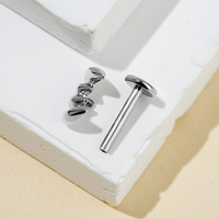 Piercing Labret en Titane ASTM F136 à Filetage Interne, Forme Dents de Vampire, pour Hélix, Conch, Cartilage, Tragus, Bijou de Piercing d'Halloween