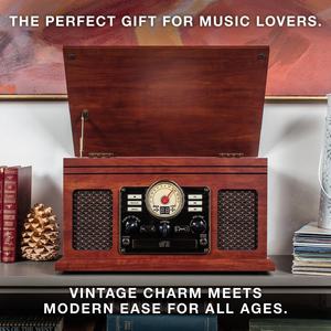 Système audio home cinéma tout-en-un pour vinyle, CD, cassette, radio FM, téléphone portable et ordinateur, mode double sans fil, prise en charge de la carte mémoire - Product Image 5