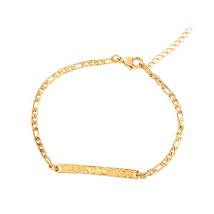 Yunnique – Bracelet en acier titane plaqué or, avec motif floral, étiquette incurvée, bijoux unisexes, cadeau - Product Image 5