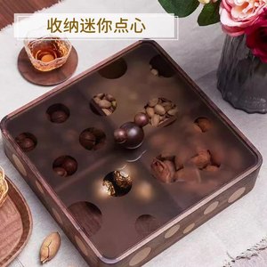 Solid Wood Nut <b>Box</b> Rectangular With Lid And Compartments For Storage Home Use - Product Image 1