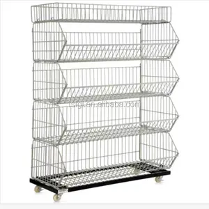 5-Tier Metal Wire Basket Light Duty Snack Display Stand for Storing Candy Potato Chips and Snacks for Supermarkets