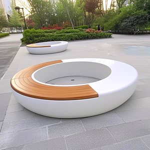 Custom Tree Planter <b>Chair</b> Commercial Furniture GRC Cement Oval Bench Durable Weatherproof for Public Space Garden Hospital Hotel - Product Image 3