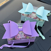 Boîte à gâteau pour la Saint-Valentin avec nœud rouge, emballage transparent en PVC pour fruits, papier cadeau gaufré et estampé pour gâteaux et cadeaux