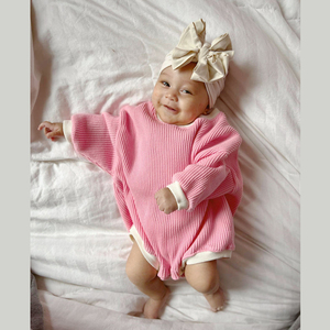 OEM pagliaccetto maglione Waffle autunno primavera <span class=keywords><strong>tutine</strong></span> da <span class=keywords><strong>bambina</strong></span> tutina in cotone cialda pigiama vestiti da neonato - Product Image 3