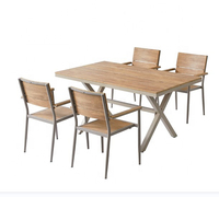 Ensemble de meubles de jardin en bois : table de bar extérieure, chaises et canapé combinés, chaises de jardin avec table centrale