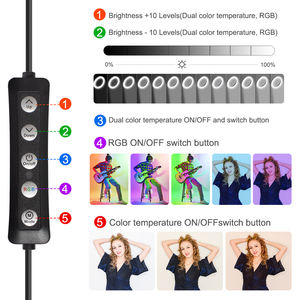Production en usine professionnelle, vente en gros, mini lampe de téléphone multicolore, selfie professionnel, lumière annulaire changeante rvb - Product Image 2