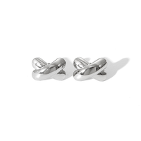 Boucles d'oreilles clous en forme de X lisses en acier inoxydable plaqué or PVD tendance, sans ternissement, vente en gros pour femmes et hommes