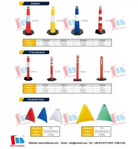 Poste Delimitador de Tráfico con Base de Goma Negra de 1250 mm de Altura, Poste de Advertencia de Seguridad Vial con Reflectores de Alta Visibilidad de PE - Product Image 4