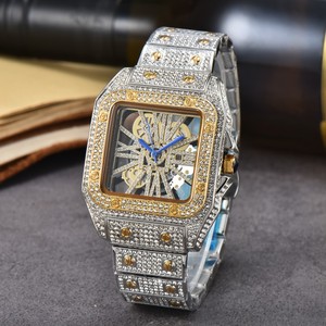 Reloj de Lujo de Cuarzo para Hombre a la Moda con Caja Cuadrada y Diamantes Completos, Estilo Iced Out Personalizado, Popular de Diseñador - Product Image 3