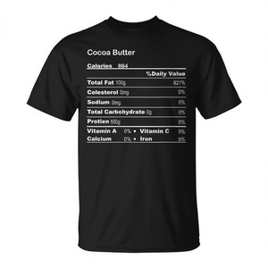 T-shirt promotionnel noir pour homme avec informations nutritionnelles sur le beurre de cacao - Product Image 2