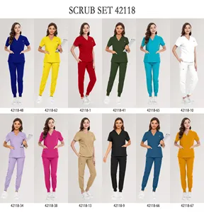 Scrubs Medical Uniform Women And Man Set Medical Scrubs Top And Pants Women's Scrub Sets Pockets