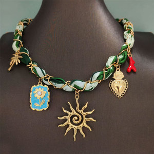 สร้อยคอแฟชั่นฤดูร้อนแบบหนา สร้อยคอผ้าพันคอฮาวายหลากสี ชุบทอง 14k 18k PVD  สแตนเลส 316L สำหรับผู้หญิง - Product Image 1