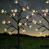 Lampu Taman Bunga Sakura Tenaga Surya Tahan Air dengan Pengisian Daya Tenaga Surya Lampu Bunga Sakura untuk Teras Halaman Natal Ulang Tahun