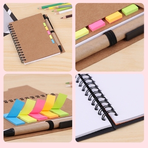 Ensemble de notes autocollantes promotionnelles pour étudiants, bloc-notes transparent coloré, impression de logo personnalisé, papier kraft, couverture en cuir, format A5 - Product Image 6