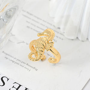 Anillo de <span class=keywords><strong>Caballito</strong></span> de Mar Chapado en Oro de 18K para Mujer, Anillo de Dedo con Diseño 3D de Animal, Bague De Hippocampe, Anillo De <span class=keywords><strong>Caballito</strong></span> De Mar, Joyería de Playa - Product Image 4