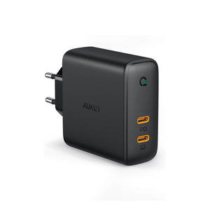 อะแดปเตอร์ชาร์จเร็ว <span class=keywords><strong>AUKEY</strong></span> PA-D5 63W แบบติดผนัง ช่องเสียบคู่ PD USB Type C รองรับ Quick Charge สำหรับสมาร์ทโฟนและแท็บเล็ต หัวปลั๊กแบบ EU - Product Image 1