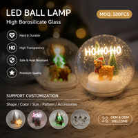 Lampe de chevet en verre borosilicate en forme de boule LED personnalisée, fournisseur ODM, vente en gros en vrac