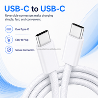 Kabel USB 3.2 Gen 2 100W PD 5A Pengisian Cepat Tipe-C TPE 1.5m Konduktor Tembaga Murni Nilon Perangkat IOS