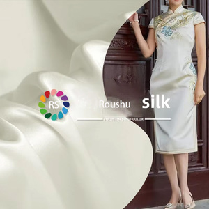 30 Momme pesi massimi in crêpe Satin 100% di larghezza 114 seta di gelso vera seta per abito Qipao tessuto tinta tinta - Product Image 5
