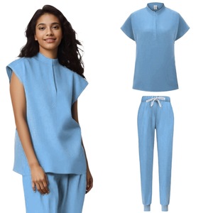 Women Medical <b>Scrub</b> Set Knitted Moisture Wicking Split Uniform Hospital Work <b>Clothes</b> S XXL - Product Image 2