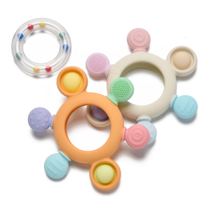 Juguetes de dentición divertidos sin BPA personalizados, anillo masticable de silicona suave de grado alimenticio para recién nacidos, juguetes de silicona para el sol para bebés, mordedor - Product Image 3