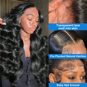 Bán Buôn 250% Cơ Thể Sóng Nguyên Ấn Độ Trinh Nữ Tự Nhiên HD Đầy Đủ Cho Ren Phía Trước Tóc Giả Ren Trong Suốt Phía Trước Tóc Giả Tóc Con Người - Product Image 3