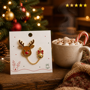 Pin de esmalte suave de reno navideño con colgante de cascabel y cadena dorada, joyería de invierno festiva, broches, insignias, venta al por mayor, personalizado de fábrica - Product Image 5