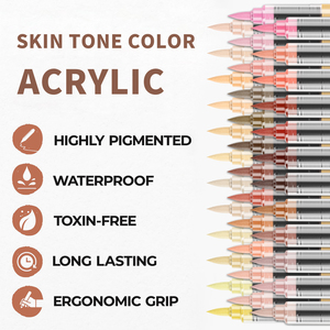 Pennarelli per la pittura acrilica con tono della pelle, Set di pennarelli per il tono della pelle con <span class=keywords><strong>punta</strong></span> a 36 colori, perfetti per il vetro di legno di carta - Product Image 2