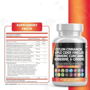 Suplemento Herbal Todo en Uno: Canela de Ceilán, Vinagre de Sidra de Manzana, Berberina HCl, Ginseng, Zinc, Canela y Cúrcuma en Cápsulas - Product Image 3