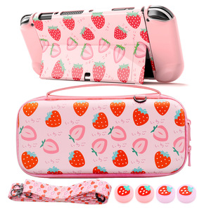 Strawberry <b>Switch</b> OLED Protective <b>Case</b> With Carry Bag And Joystick Caps For Nintendo <b>Switch</b> OLED Console - Product Image 1
