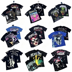 Camiseta de Manga Corta Unisex, Estilo Americano, con Estampado de Letras, de Algodón, <span class=keywords><strong>Vintage</strong></span>, Lavada, Desgastada, de Corte Holgado - Product Image 1