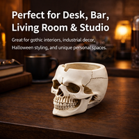 Vente en gros de résine artisanale personnalisable pour cendrier, décoration d'Halloween, accessoires de fumeur gothiques, porte-cigarette squelette, maison
