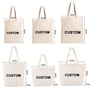 Recyclable Plain Cotton Canvas Shopping Tote <b>Bag</b> with Custom Logo Printed Letter Pattern Style - Product Image 4