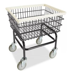 पहियों के साथ पाउडर लेपित भारी शुल्क रोलिंग तार लॉन्ड्री गाड़ी - Product Image 1