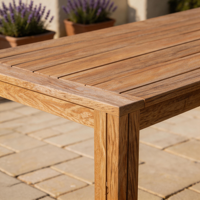 Table de salle à manger rectangulaire d'extérieur en teck massif, résistante aux intempéries, durable, avec plateau à lattes pour patio et jardin, taille personnalisée, OEM