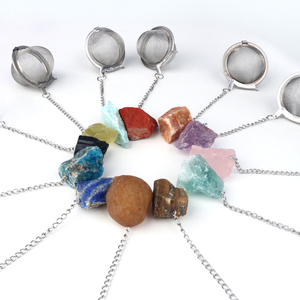 Wholesale Natural Raw Crystal Rose Quartz Amethyst Pendant Stainless <b>Tea</b> <b>Infuser</b> - Product Image 2