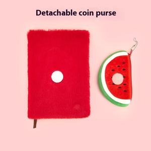 Cahier de fruits en peluche de dessin animé Kawaii pour enfants Cahier à fourrure Agenda quotidien Planificateur Journal <span class=keywords><strong>Livre</strong></span> avec porte-monnaie Cadeau d'anniversaire - Product Image 4