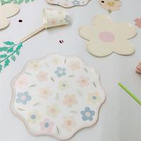 Vaisselle jetable de fête DAMAI en forme de fleur, de qualité supérieure, pour les fêtes de printemps et d'été, gobelets en papier, serviettes, assiettes