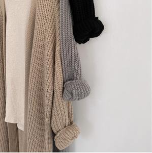 سترات نسائية لخريف وشتاء <span class=keywords><strong>2025</strong></span>، كارديغان طويل سادة، سترة نسائية محبوكة للنساء 6678# - Product Image 6